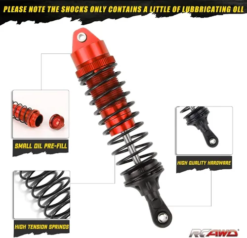 Miniatura 5 de Rcawd Piezas de actualización de amortiguadores RC para camión 1/10 Arrma Senton 4X4 Granite 4X4 Vorteks 4X4 Arrma Bigrock 4X4 Typhon 4X4 RC, 4 Rojo