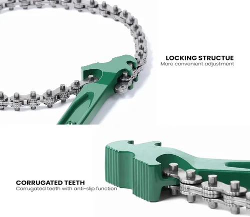 Miniatura 3 de Llave de cadena resistente de 15 pulgadas para semirremolque, llave inglesa de trinquete ajustable para filtro de aceite para accesorios de tubería