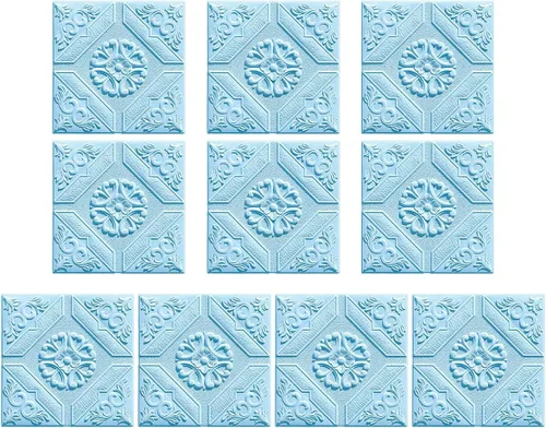 Miniatura 8 de ECYC Ltd 10 paneles de pared de espuma 3D autoadhesivos de 13.78 x 13.78 x 0.12 pulgadas, paneles de pared de flores 3D para despegar y pegar