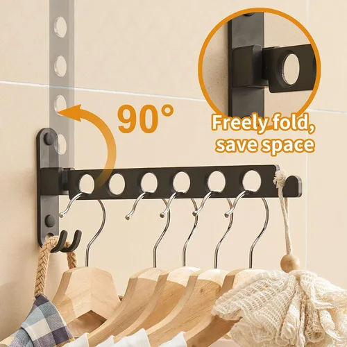 Miniatura 3 de JOOM Percha retráctil plegable para colgar en la pared, organizador de almacenamiento de ropa, colgador de ropa para lavandería, perchero resistente
