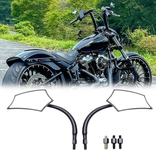 Miniatura 2 de JMTBNO Espejos retrovisores traseros negros de 8 mm para motocicletas Fits para Road King, Street Glide, Softail, Electra Glide, Road Glide, Dyna