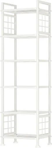 Miniatura 13 de GIOTORENT Estante de almacenamiento de pie de 6 hilos, estantería de metal, estante de despensa para lavandería, cocina, baño, organizador (plateado)