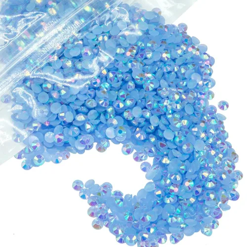 Miniatura 91 de qiipii - 5000 piezas, 4 mm, estrases AB de resina color aguamarina verde para manualidades, piedras de gel planas verde agua AB, gemas al por mayor