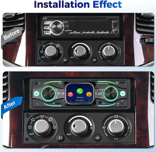 Miniatura 2 de Estéreo de coche DIN sencillo con pantalla táctil, audio Bluetooth, receptor de radio para coche, entrada dual MP3/USB/SD/AUX, carga rápida