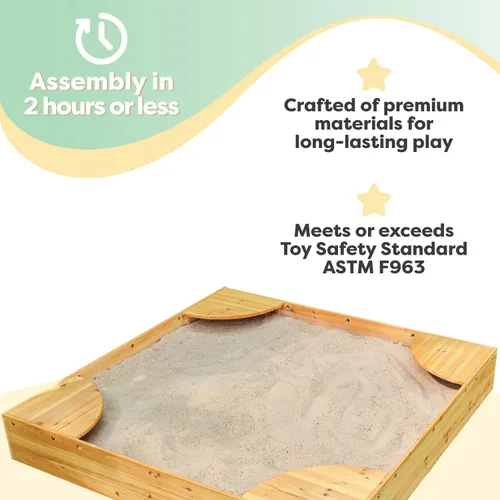 Miniatura 4 de KidKraft Caja de arena de madera para patio trasero con asiento de esquina integrado y cubierta de malla, muebles de exterior para niños, miel