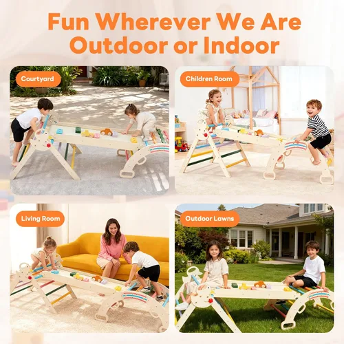 Miniatura 2 de DUMOS Pikler - Juego de triángulos para niños pequeños, juguetes de escalada y estructura de juego para interiores, juego de escalada Montessori
