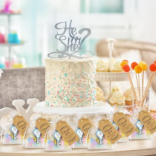 Miniatura 6 de Minatee Juego de 50 abridores de botellas para baby shower, regalos de agradecimiento para invitados de revelación de género (elefante)