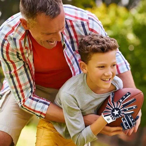 Miniatura 7 de Guantes de fútbol americano para niños, guantes receptores de fútbol americano juvenil, excelente agarre con silicona adhesiva, antideslizantes