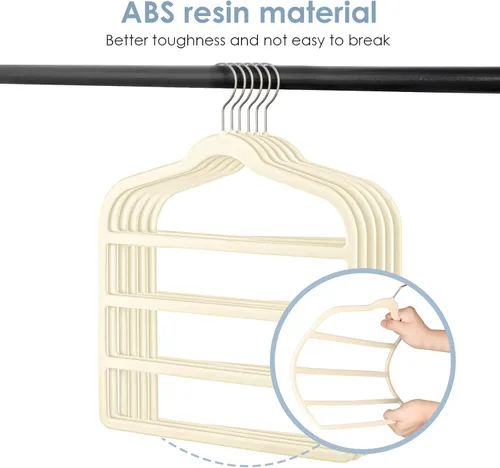 Miniatura 3 de DUDUCOFU - Perchas de terciopelo antideslizantes que ahorran espacio para pantalones, paquete de 4 perchas de ropa de varias capas, organizador