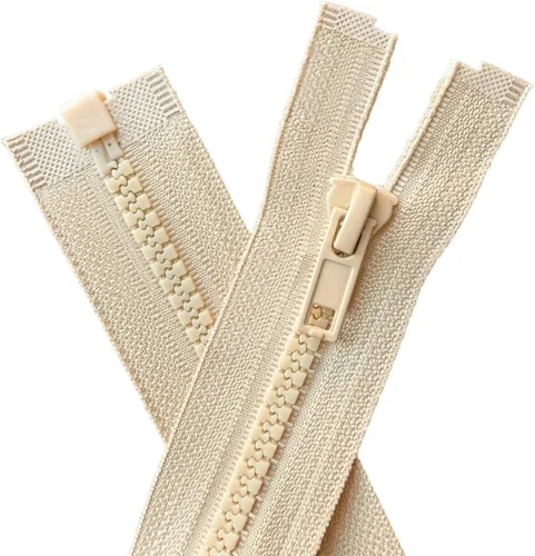 YaHoGa 2 cremalleras separadoras #5 de 5 pulgadas para chaquetas de costura, chaqueta con cremallera, cremalleras de plástico moldeado beige, a