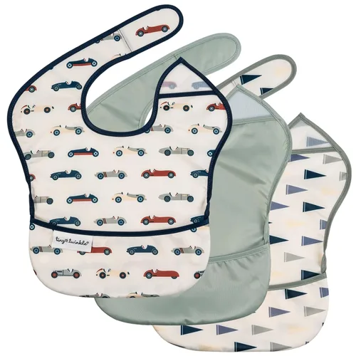 Miniatura 38 de Tiny Twinkle Baberos a prueba de derrames para bebés para comer Baberos impermeables y lavables para niños pequeños con bolsillo para todo Juego