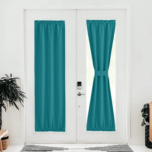 Miniatura 378 de NICETOWN Cortinas opacas unicolor con aislamiento térmico para puerta francesa, granja, oscurecimiento de habitación, puertas y ventanas de Marrón