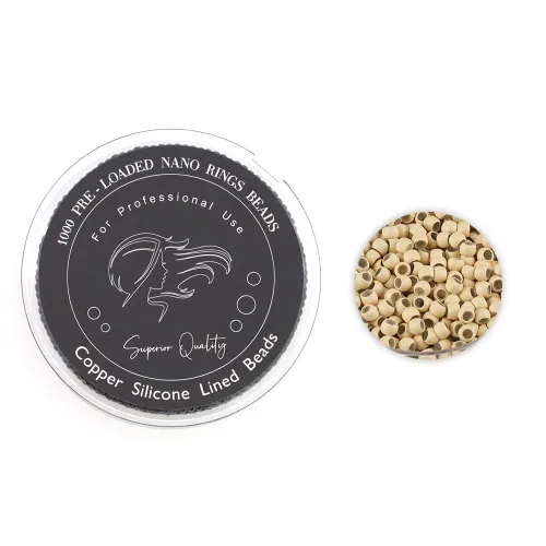 Miniatura 12 de 1000 cuentas precargadas de nano-cuentas forradas de silicona de 0.118 pulgadas para extensiones de cabello, extensiones de cabello humano