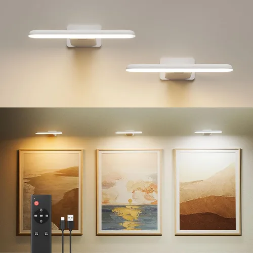 Miniatura 8 de FULEN Luces de Imagen a Pilas Recargables, Luces de Marco de Fotos para Pared, Luces de Pared LED Inalámbricas para Arte, Pinturas, Galería y Diana