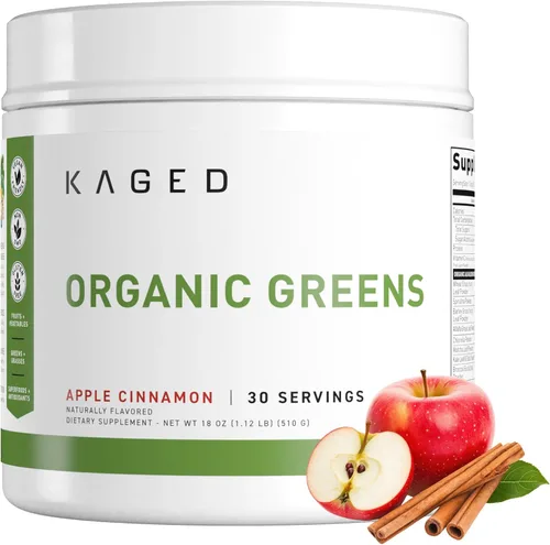Kaged Polvo de verduras orgánicas | Manzana y canela | Outlive 100 superalimentos y verduras en polvo | Vinagre de sidra de manzana, superverdes,