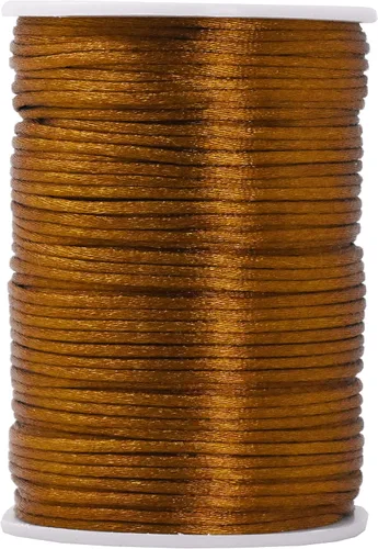 Miniatura 87 de Mandala Crafts Cordón de Satén de Nailon 2mm Cordón Rattail Champagne - 100 Yardas Cordón de Nailon Chino para Nudos Cordón de Seda Cola de Rata