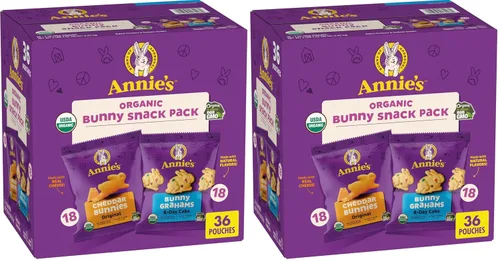 Miniatura 7 de Annie's Organic Snack Pack, Galletas de Queso Cheddar y Galletas de Pastel de Cumpleaños con Conejos, 36 Unidades, 36 oz