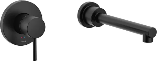 Align WT391BL - Grifo de bañera de alto flujo negro mate con alcance de boquilla de 10 pulgadas, montaje en pared, color negro mate
