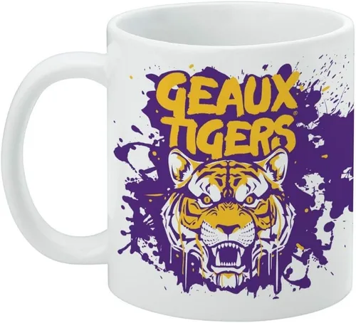 Miniatura 3 de Geaux Tigers Graffiti - Taza de café de cerámica, novedosa taza de regalo para café, té y bebidas calientes, 11 onzas, color blanco
