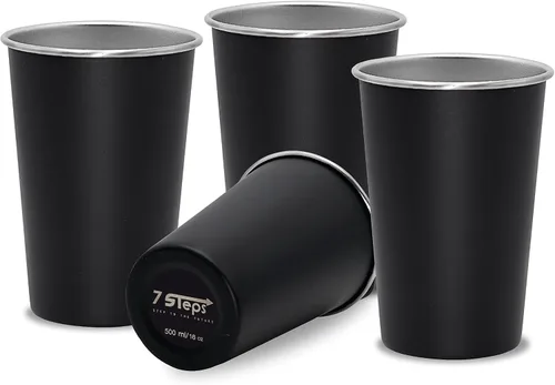 Miniatura 2 de 7 Steps - Vaso de acero inoxidable de 16.9 fl oz / 16 oz - Duradero - Reutilizable - Fiesta - Al aire libre - Senderismo - Camping - Picnic - Vaso
