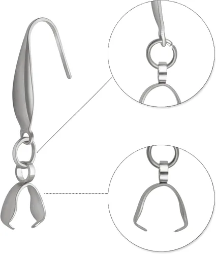 Miniatura 4 de Ganchos para aretes de acero inoxidable, 30 ganchos hipoalergénicos para aretes con hebilla de alambre para mujer, suministros de fabricación