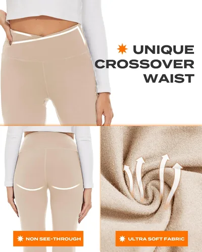 Miniatura 108 de TNNZEET Leggings acampanados negros para mujer, pantalones de yoga cruzados con bolsillos, corte de bota, leggings acampanados
