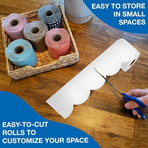 Miniatura 5 de Carson Dellosa - Bordes para tablón de anuncios de 65 pies, 1 rollo de papel festoneado para pizarra blanca, corcho y cartón, fiesta, decoración