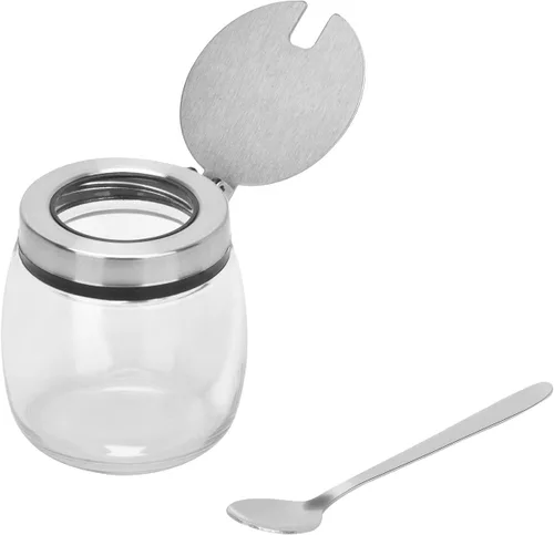 Miniatura 4 de only fire - Frasco para condimentos, recipiente para especias con tapas, cucharas de servir de acero inoxidable, estante base y etiquetas - botellas