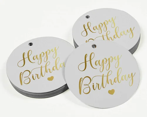 Miniatura 3 de Etiqueta de papel para colgar con texto en inglés «Happy Birthday» (50 unidades)