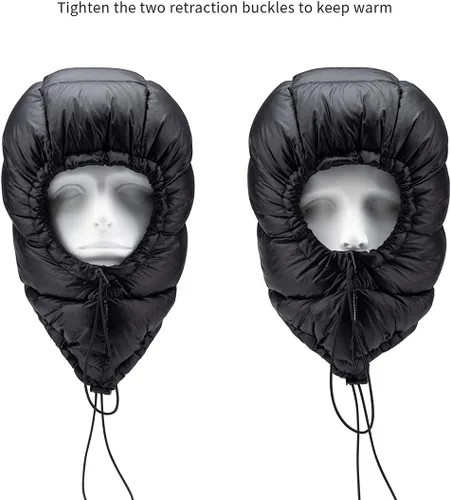 Miniatura 5 de Naturehike Invierno Down Hood Outdoor Wind Down Cap Warm Goose Down Hat para senderismo Esquí Ciclismo (negro)