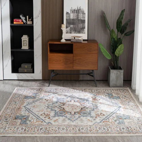 Miniatura 77 de Syalife 6x9 Alfombra Lavable para Área, Ultra Suave Antideslizante, Pila Baja, Alfombra Vintage Resistente a Manchas para Sala de Estar, Alfombra
