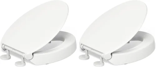 Miniatura 14 de KOHLER 25876-96 Hyten Asiento de inodoro redondo de cierre suave elevado de 3 pulgadas de altura, asiento contorneado con topes Grip-Tight, herrajes