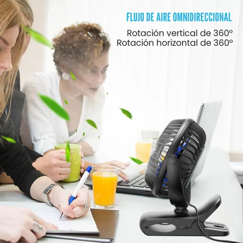 Miniatura 5 de BESKAR Ventilador de clip alimentado por USB, ventilador portátil de 6 pulgadas con cable, 3 velocidades de flujo de aire fuerte, ventilador pequeño