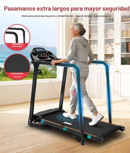 Miniatura 2 de Redliro Walking Treadmill with Long Handrails – Treadmill for Seniors 300 lbs Capacity – Foldable, Lightweight with Wheels, Cup & Phone Holder