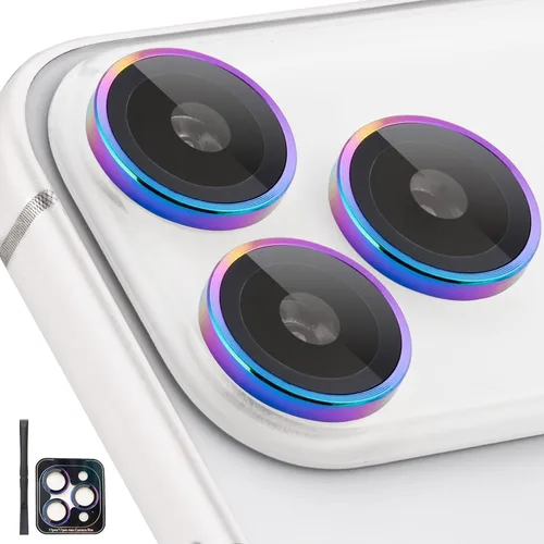 Miniatura 25 de Protector de Lente de Cámara para iPhone 17 Pro/17 Pro Max, Protector de Cámara de Vidrio Templado Individual con Bandeja de Instalación Compatible