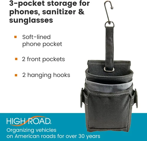 Miniatura 5 de High Road DriverPockets Soporte para teléfono para automóvil y organizador de almacenamiento para asiento delantero con puerto de cable de carga