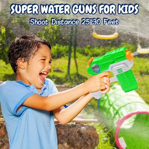 Miniatura 3 de Pistolas de agua para niños, paquete de 6 pistolas de chorro de agua de 220 CC de capacidad de 15 a 20 pies, pistola de agua para niños y niñas