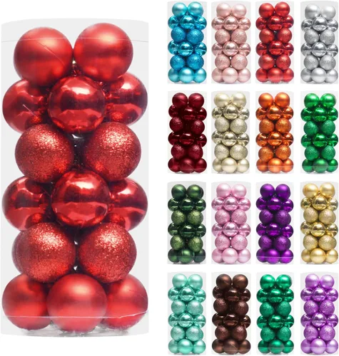XmasExp - Juego de 24 adornos de bola de Navidad mini irrompibles, adornos para árbol de Navidad, bolas de árbol de Navidad de 30 mm/1.18 pulgadas