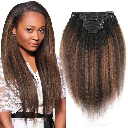 Miniatura 9 de Sassina - Extensión de pelo humano lacio con ondas, con clip, 8A, doble trama, italiano, grueso, extensiones de 10-22 pulgadas, 4.23 oz, 7