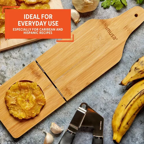 Miniatura 6 de IMUSA BAM-10007 Jumbo Tostonera, Natural - Pataconera de bambú, prensa de plátano, máquina para hacer tortillas y quesadillas, prensa de masa