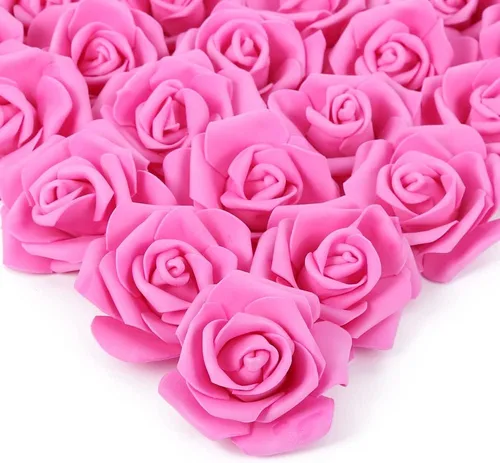 Miniatura 15 de IPOPU 100 unidades de rosas artificiales de aspecto real, rosas falsas de color rosa bebé, rosas de espuma rubor para centros de mesa de boda, Rosa