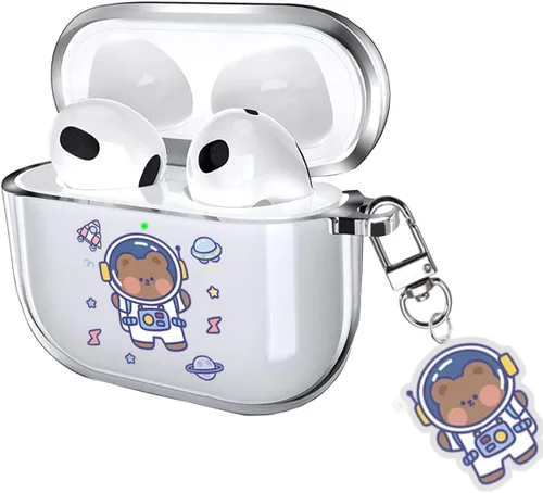 Miniatura 15 de Funda para AirPods 4 2024 con mosquetón de llavero, funda transparente para AirPods 4, diseño de anime, funda suave con adornos para niños, niñas