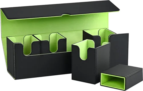 Miniatura 12 de UAONO Caja de cartas con bandeja de dados para MTG, funda de cartas 5 en 1 con capacidad para más de 800 tarjetas sin mangas, organizador magnético