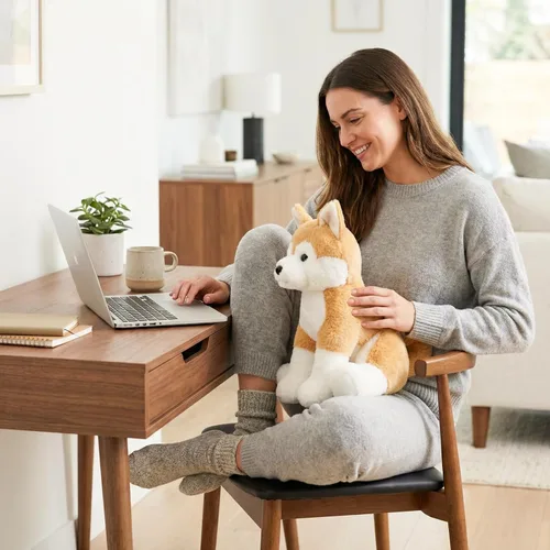 Miniatura 4 de WEIGEDU Juguete de peluche japonés Akita Shiba, lindo, suave y tierno, para todas las edades, 13 pulgadas