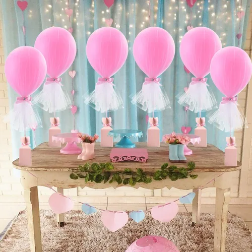 Miniatura 3 de Globos tutú de tul rosa con caja de dulces para centros de mesa de baby shower, mariposas para niñas, fiesta de cumpleaños, decoración de mesa
