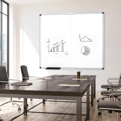 Miniatura 5 de VIZ-PRO Pizarra blanca grande de borrado en seco/pizarra blanca plegable magnética, 48 x 48 pulgadas, marco de aluminio plateado, con 3 borradores