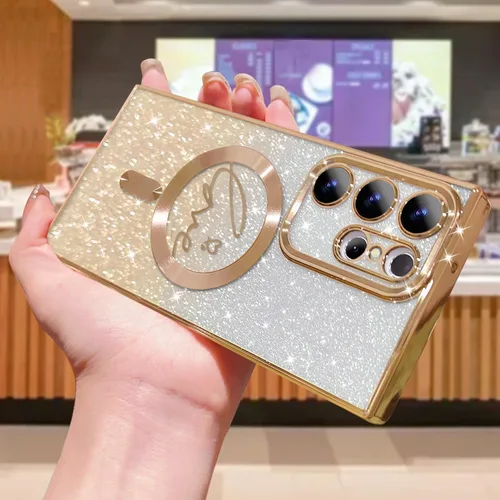 Miniatura 83 de ZONRW - Funda para Samsung Galaxy S22 Ultra magnética, para mujeres y niñas, cubierta trasera suave, lujosa, con corazón de amor, bling, degradado