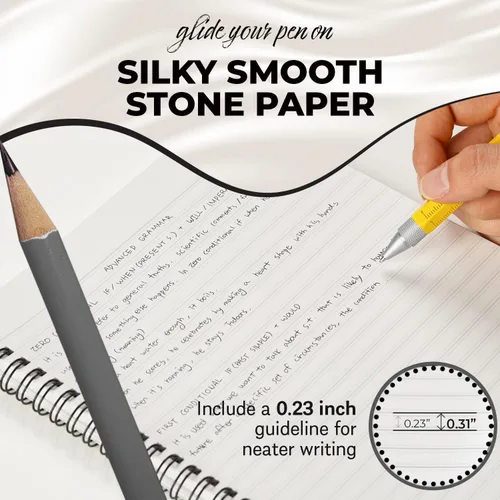 Miniatura 6 de GAK. Cuaderno de papel de piedra impermeable en espiral (tamaño M) – 5.8 x 8.3 pulgadas, 50 hojas, cuaderno de papel de piedra, cuaderno de notas