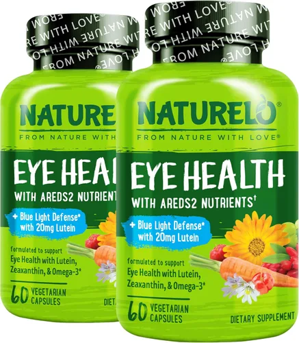 NATURELO Vitaminas para los Ojos - Fórmula AREDS 2 Nutrientes con Luteína, Zeaxantina, Vitamina C, E, Zinc, Más DHA - Suplemento para Ojos Secos,