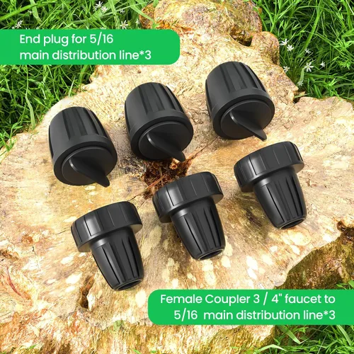 Miniatura 5 de Bonviee Piezas de riego por goteo para línea principal de 5/16 pulgadas (paquete de 6) - 3 adaptadores de rosca de manguera hembra de PVC